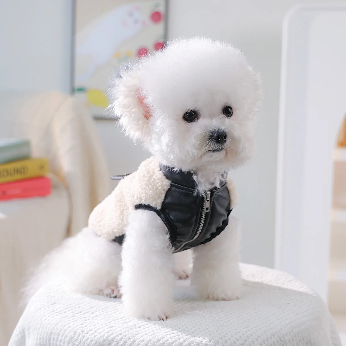 Honden jas – schapenvacht look met stijlvol rugzakje