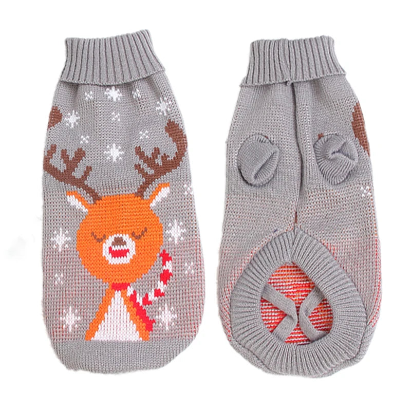 Honden trui – gebreide kersttrui met winterse prints